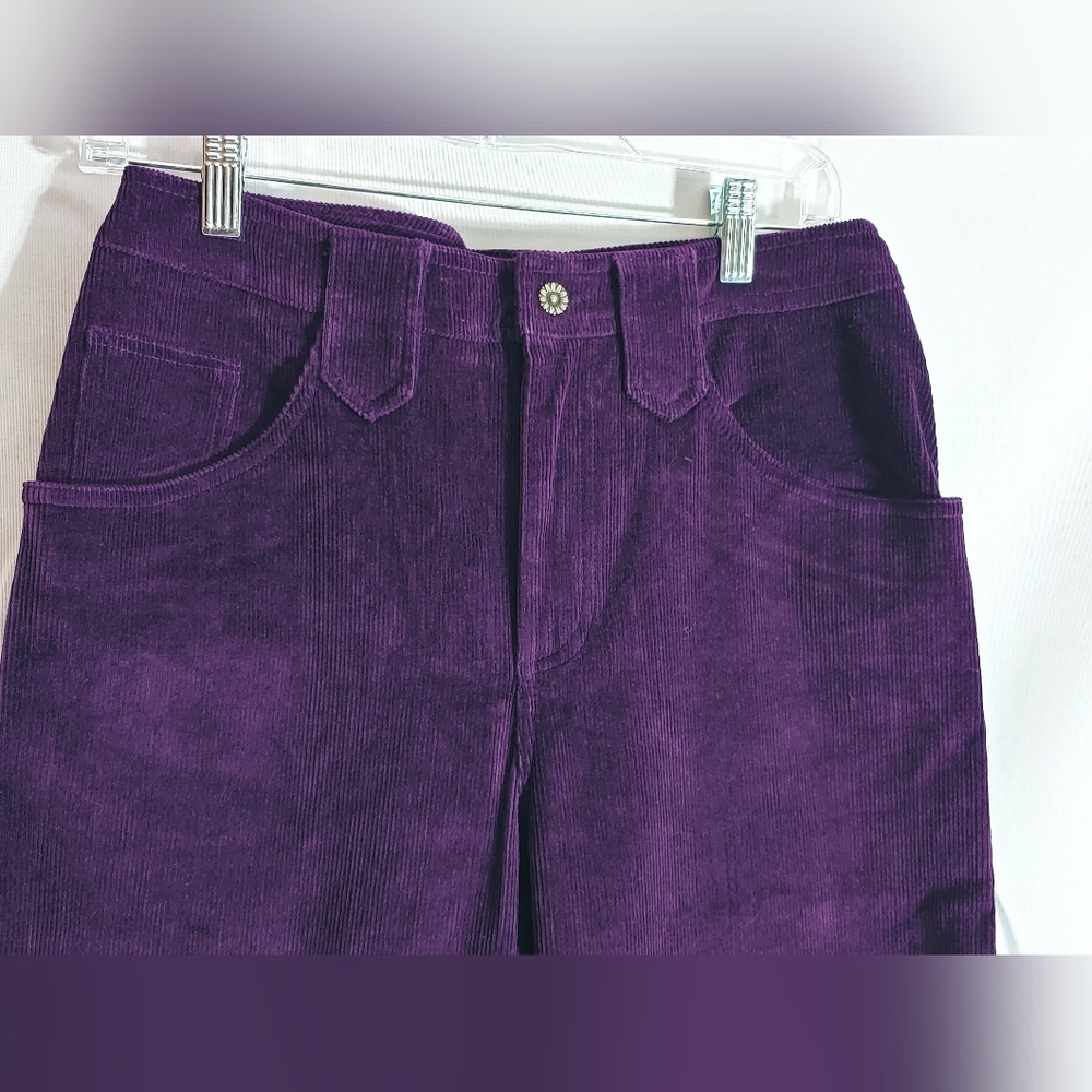 NWT April Cornell EGGPLANT PURPLE Corduroy Womens Vintage Flare Leg Pants - Picture 3 of 5